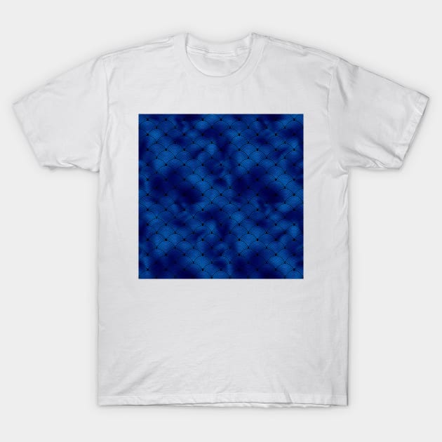 Ringed Scales in Black and Classic Blue Vintage Faux Foil Art Deco Vintage Foil Pattern T-Shirt by podartist